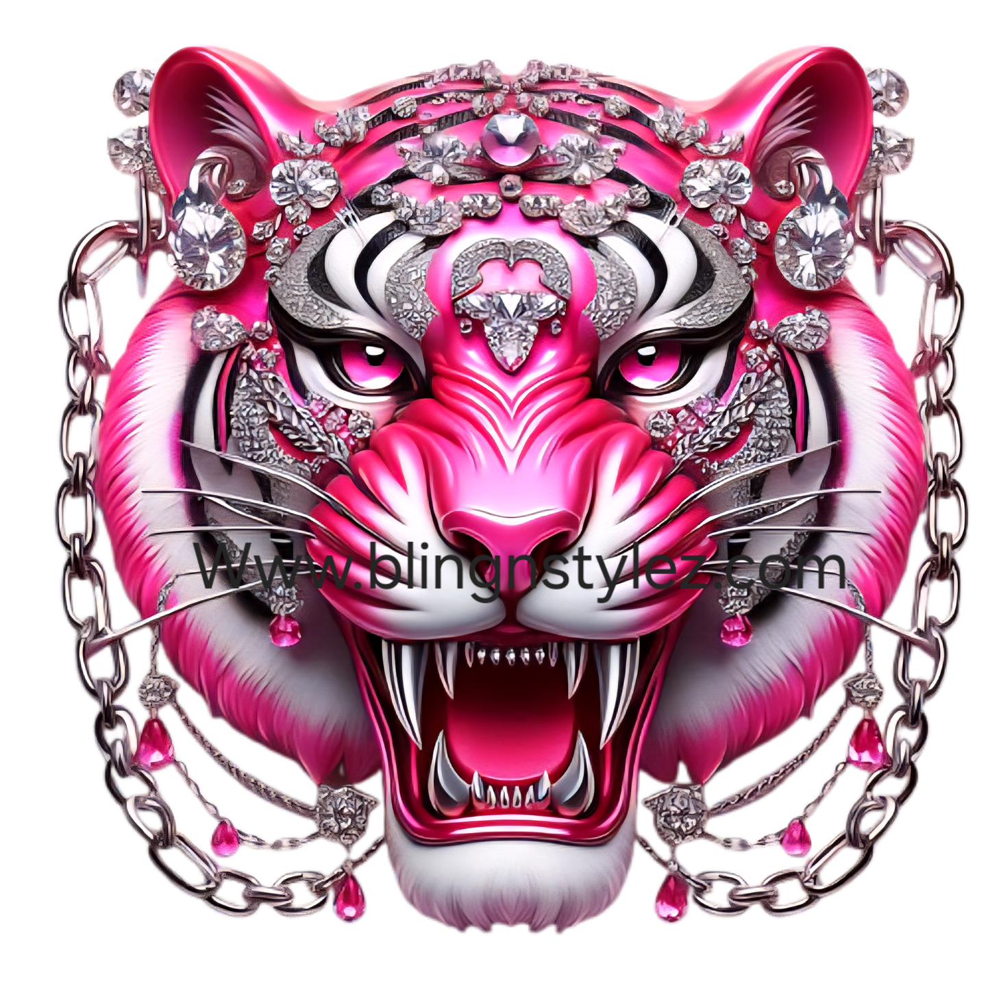 Pink Fierce Tiger Png, Digital File