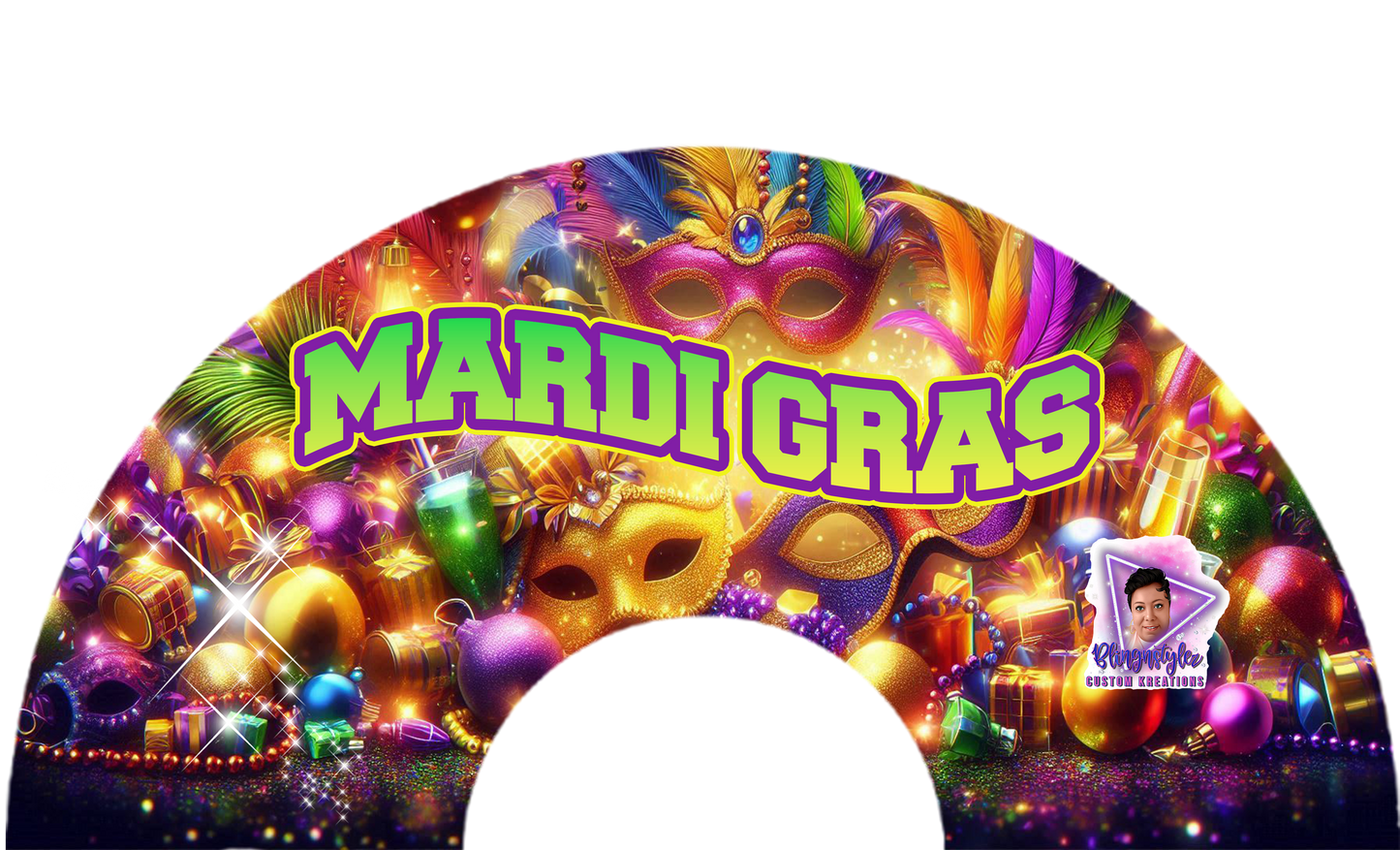 Mardi Gras I Fan Template