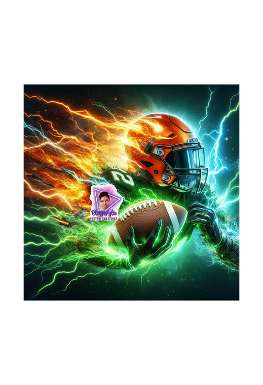 Green Lightning Football , ,digital file, png