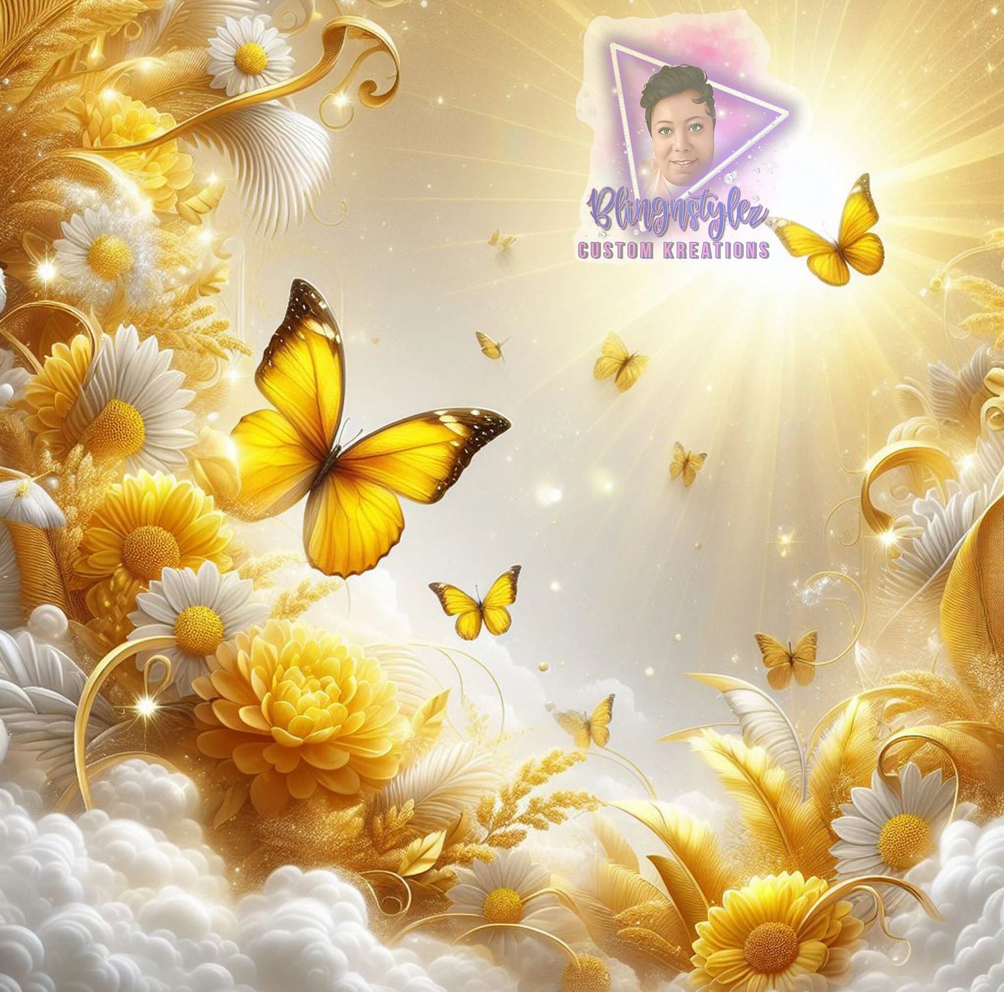 Yellow Butterflies Rest in Peace Memorial PNG, Digital File
