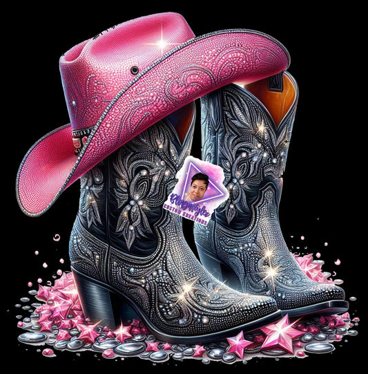 Silver Rhinestone Boots PNG.Digital