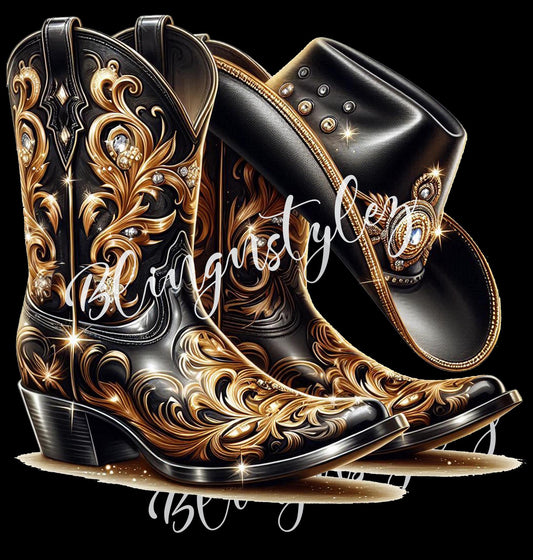 Black Majesty Hat N Boots Background PNG digital file