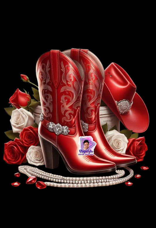 Red High Heel boot Png Files, Digital