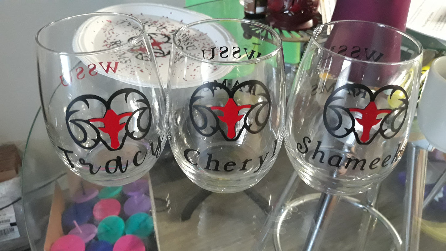 Custom Bling Wine Glass