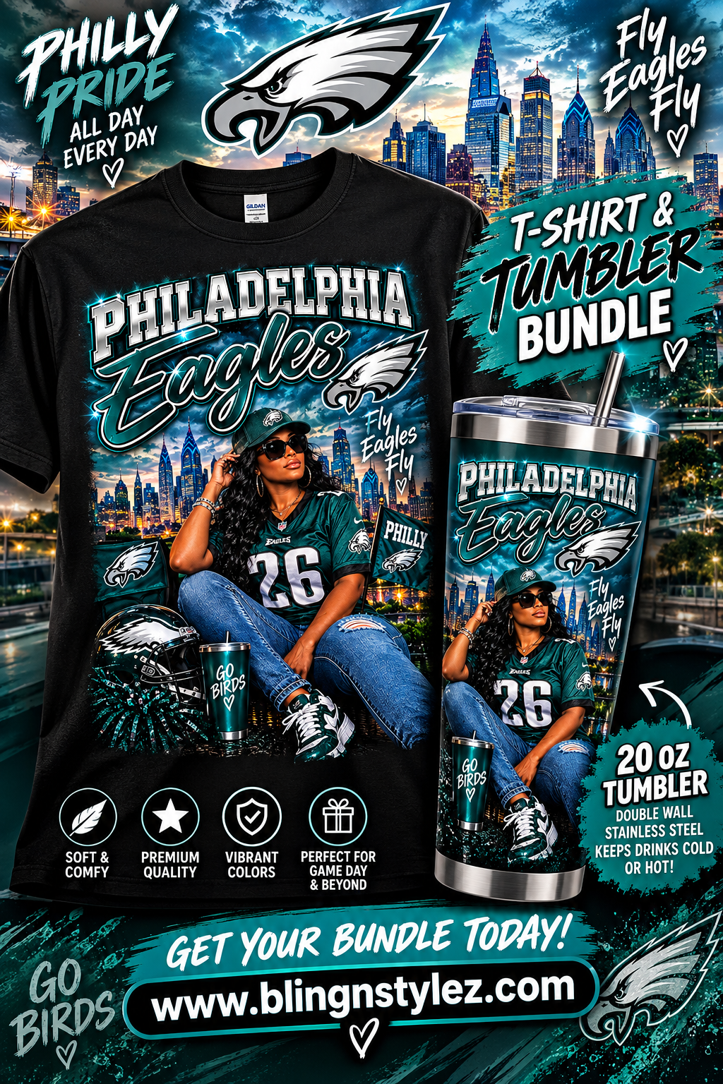 Eagles Shirt and Tumbler Bundle Deal