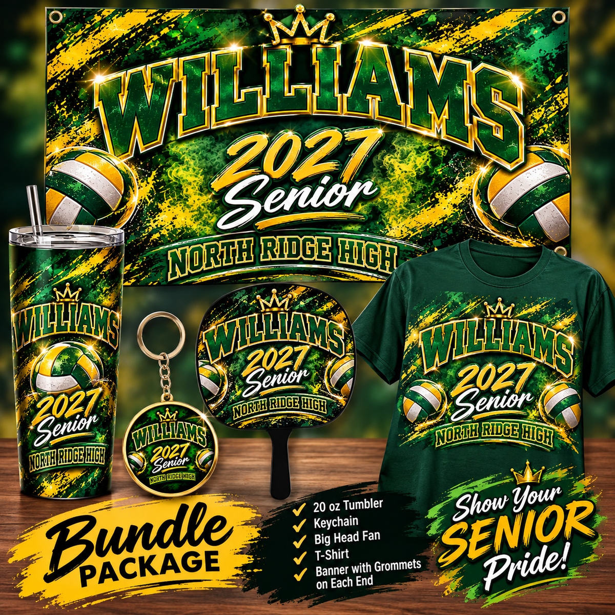 2027 Senior Night Volleyball Custom Banner
